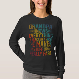 Mens Grandpa Knows Everything Vintage Father's Day T-Shirt