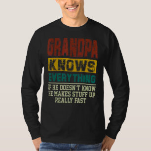 Mens Grandpa Knows Everything Vintage Grandpa  Dad T-Shirt