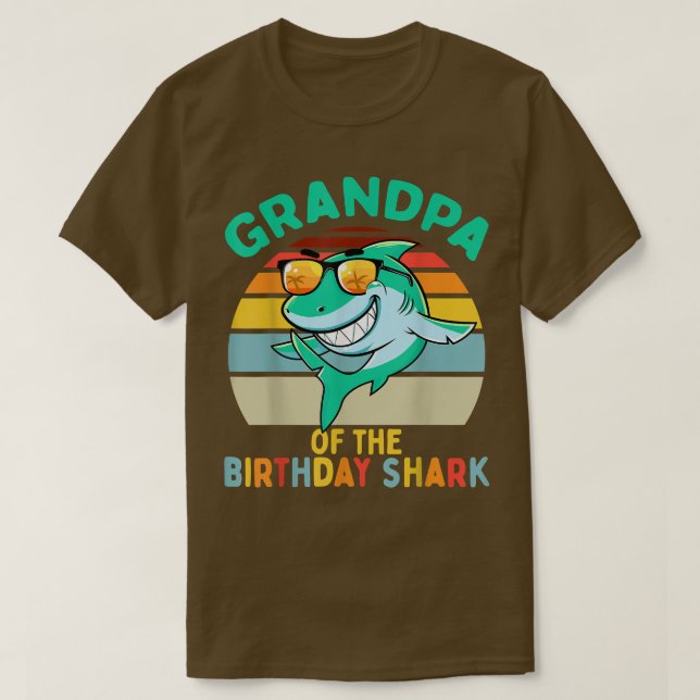 Mens Grandpa Matching Family Shark Birthday  T-Shirt (Design Front)
