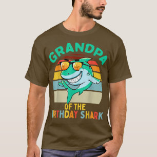 Mens Grandpa Matching Family Shark Birthday  T-Shirt