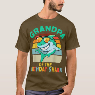 Mens Grandpa Matching Family Shark Birthday T-Shirt