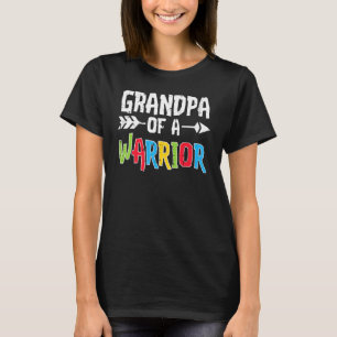 Mens Grandpa Of A Warrior Autism Awareness Family T-Shirt