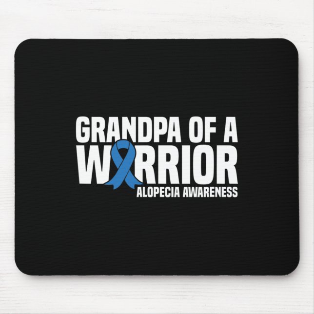 Mens Grandpa of a Warrior Blue Ribbon Alopecia Awa Mouse Pad (Front)