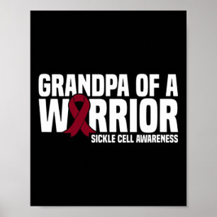 Mens Grandpa of a Warrior Burgundy Ribbon Sickle C Poster