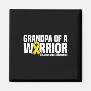 Mens Grandpa Of A Warrior Ribbon Childhood Cancer  Magnet