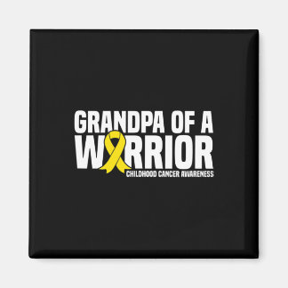 Mens Grandpa of a Warrior Ribbon Childhood Cancer  Magnet