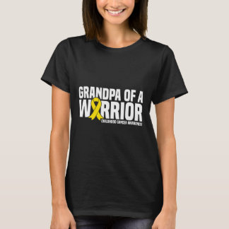 Mens Grandpa of a Warrior Ribbon Childhood Cancer  T-Shirt