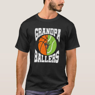 Mens Grandpa Of Ballers Ball Grandfather Tennis Ba T-Shirt