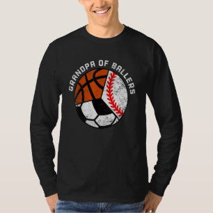 Mens Grandpa Of Ballers Baseball Soccer Basketba T-Shirt