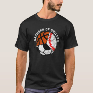 Mens Grandpa Of Ballers  Baseball Soccer Basketbal T-Shirt