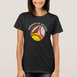 Mens Grandpa Of Ballers Baseball Softball Footbal T-Shirt