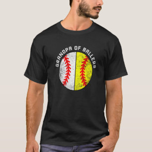 Mens Grandpa Of Ballers Baseball Softball Grandpa T-Shirt