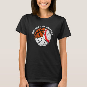 Mens Grandpa Of Ballers Baseball Volleyball Baske T-Shirt