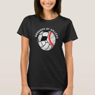 Mens Grandpa Of Ballers Baseball Volleyball Socce T-Shirt