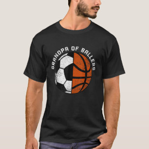Mens Grandpa Of Ballers Funny Soccer Basketball Gr T-Shirt