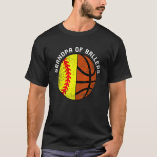 Mens Grandpa Of Ballers Softball Basketball Gran T-Shirt