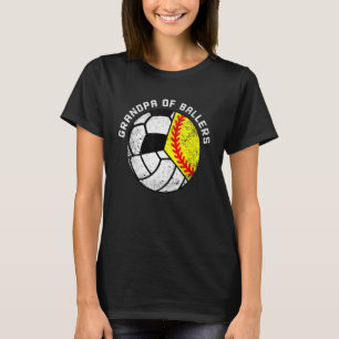Mens Grandpa Of Ballers   Softball Volleyball Socc T-Shirt