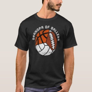 Mens Grandpa Of Ballers  Volleyball Basketball Foo T-Shirt