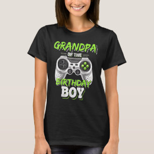 Mens Grandpa Of The Birthday Boy Matching Video Ga T-Shirt