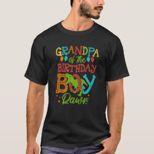 Mens Grandpa Of The Birthday Boy Rawr Rex Dinosaur T-Shirt