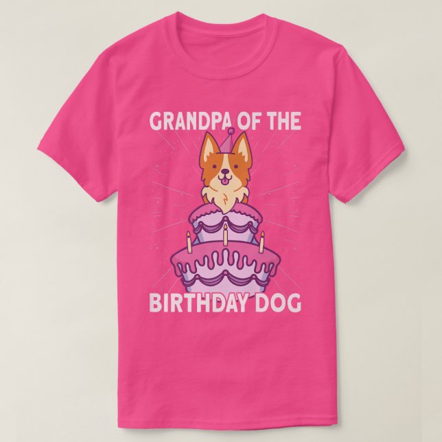 Mens Grandpa Of The Birthday Dog Birthday Corgi Do T-Shirt (Design Front)