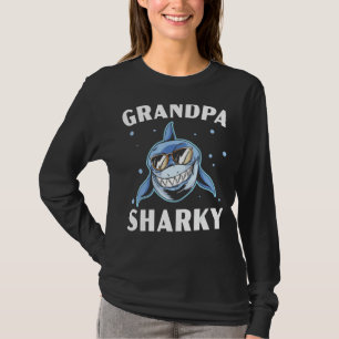 Mens Grandpa Sharky Grandfather Shark  Grandparent T-Shirt