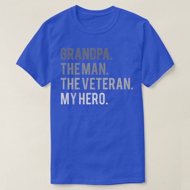 Mens Grandpa The Man The Veteran My Hero Dad  T-Shirt (Design Front)