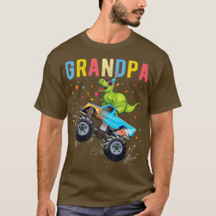 Mens Grandpa TRex Dinosaur Monster truck Birthday  T-Shirt