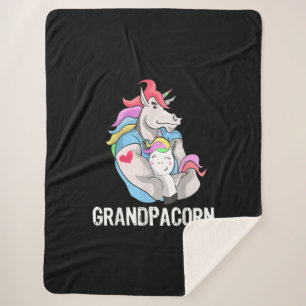 Mens Grandpacorn Unicorn Grandpa And Grandson Sherpa Blanket