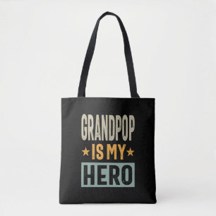 Mens Grandpop Is My Hero - Dad Grandpa Gift Tote Bag