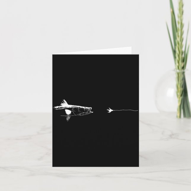 Mens graphic fly fishing hook line - fish snook card (Front)