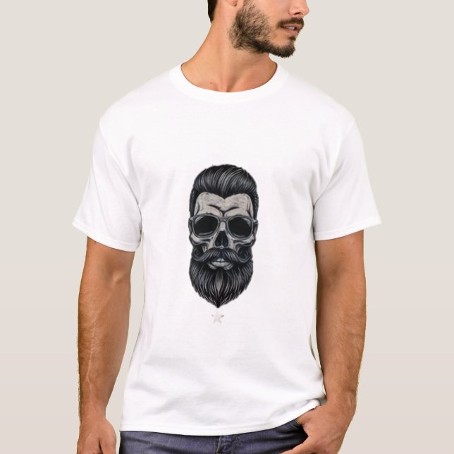 Men's Graphic Skull Beard Printed T-Shirt (Front)