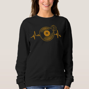 Mens Great Vinyl Record He Beat Turntable Dj Sweatshirt