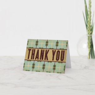 Mens Green Brown Thank You Card