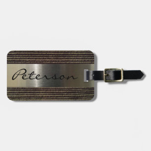 Men's Grey Corduroy And Steel Image Luggage Tag