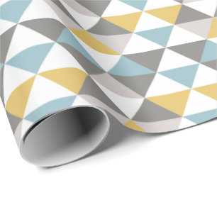 Men's Grey Gold Blue Modern Mid Century Wrapping Paper