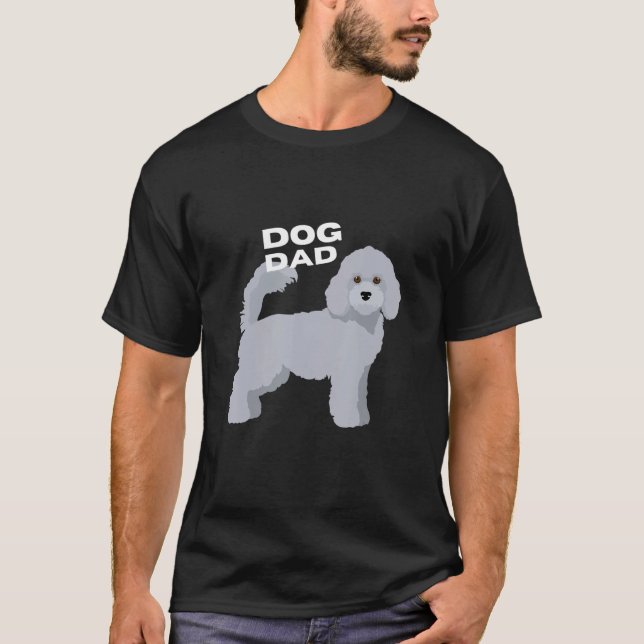 Mens Grey Poodle Dog Dad Man T-Shirt (Front)