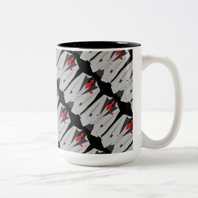 Men's Grey Suit and Red Tie Coffee Mug (Right)