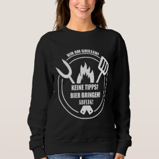 Mens Grillmeister Bin Am Grillen No Tips Beer Brin Sweatshirt