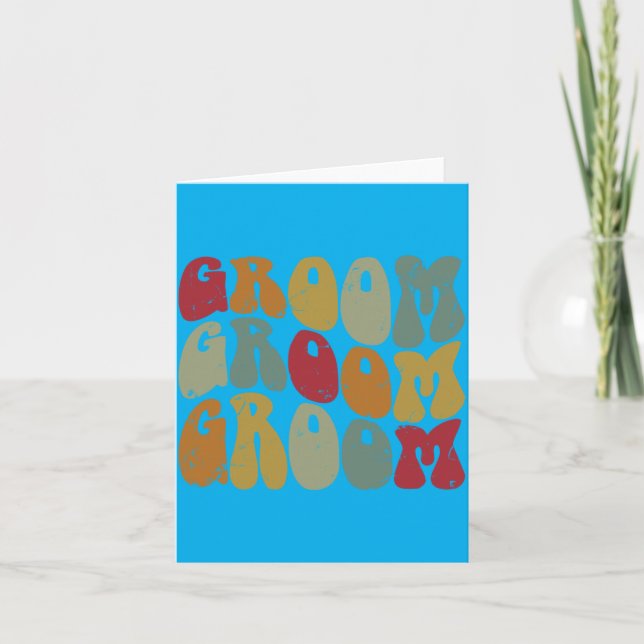 Mens Groom Matching Bride Wedding Groovy Retro Card (Front)