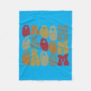 Mens Groom Matching Bride Wedding Groovy Retro Fleece Blanket