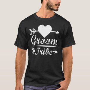 Mens Groom Tribe Matching Cute Arrow Heart Wedding T-Shirt