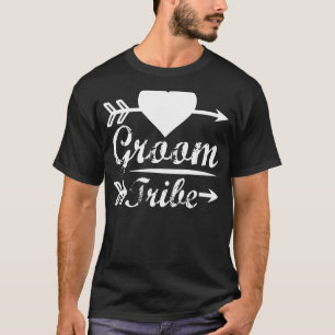 Mens Groom Tribe Matching Cute Arrow Heart Wedding T-Shirt