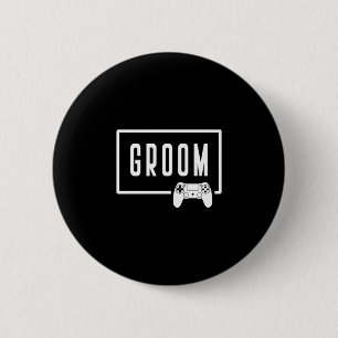 Mens groom - wedding bachelor party video game 6 cm round badge