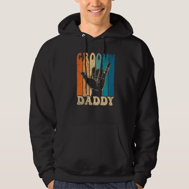 Mens Groovy Daddy 70s Aesthetic Nostalgia 1970's R Hoodie (Front)