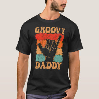 Mens Groovy Daddy 70s Aesthetic Nostalgia 1970's R T-Shirt