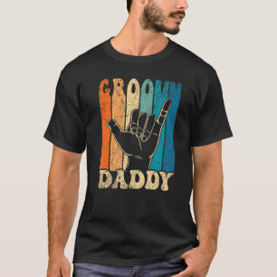 Mens Groovy Daddy 70s Aesthetic Nostalgia 1970's R T-Shirt
