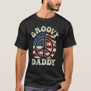 Mens Groovy Daddy 70s Aesthetic USA Flag Retro Gro T-Shirt