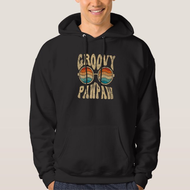 Mens Groovy Pawpaw 70s Aesthetic Nostalgia 1970's  Hoodie (Front)
