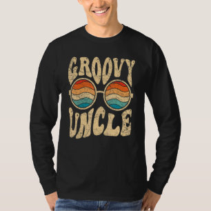 Mens Groovy Uncle 70s Aesthetic Nostalgia 1970's R T-Shirt